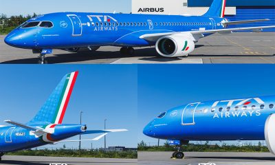 ITA Airways Reveals Striking All-Blue Livery for New Airbus A220 Aircraft