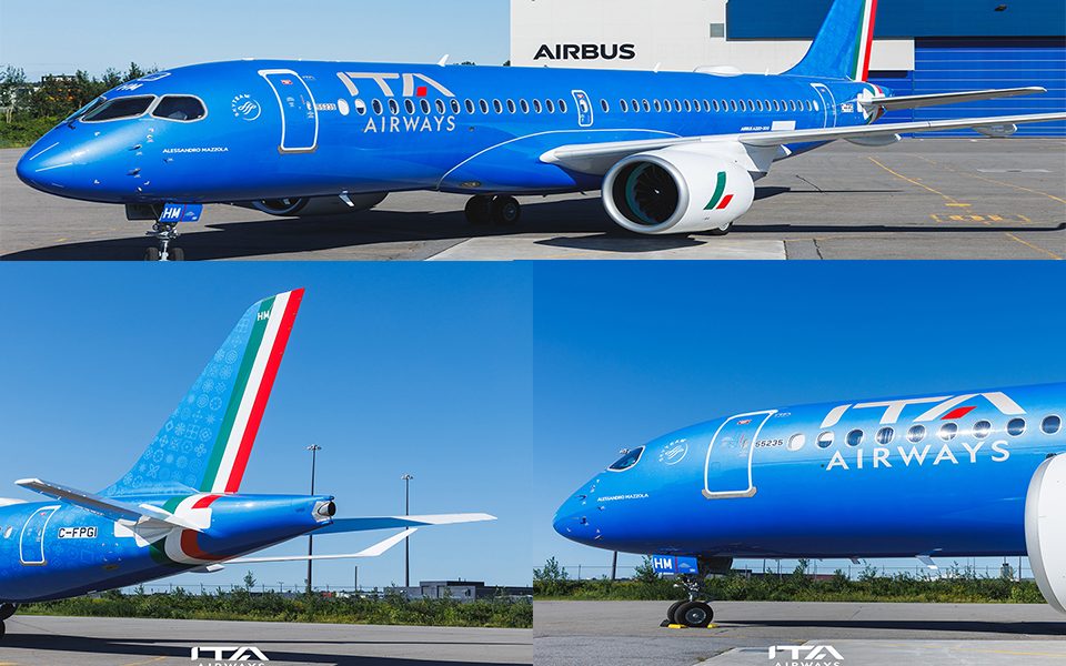 ITA Airways Reveals Striking All-Blue Livery for New Airbus A220 Aircraft