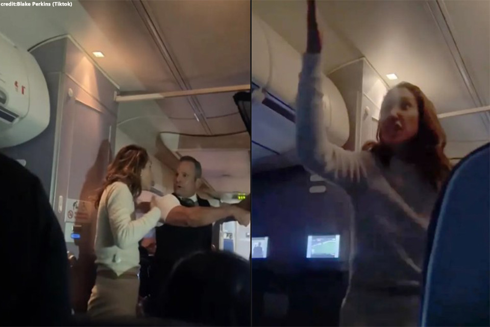 Woman diverts flight after argument ‘over wine’