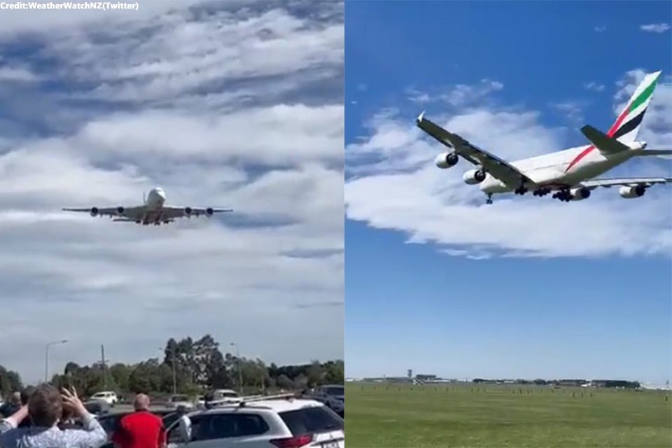 Emirates A380 aircraft aborts landing at Christchurch Airport
