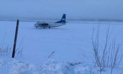 Russian Antonov An-24 plane lands on frozen river