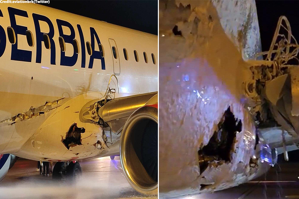 Air Serbia E195LR Damaged by Runway Light Collision